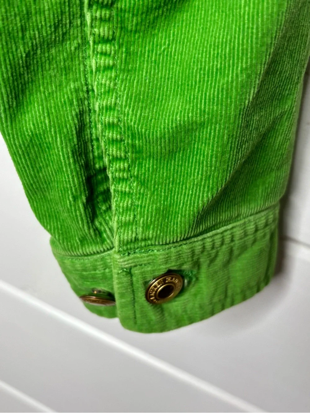 Lauren Jeans Co. Lime Green Corduroy Jacket Size M Gold Buttons 100% Cotton - Picture 9 of 15